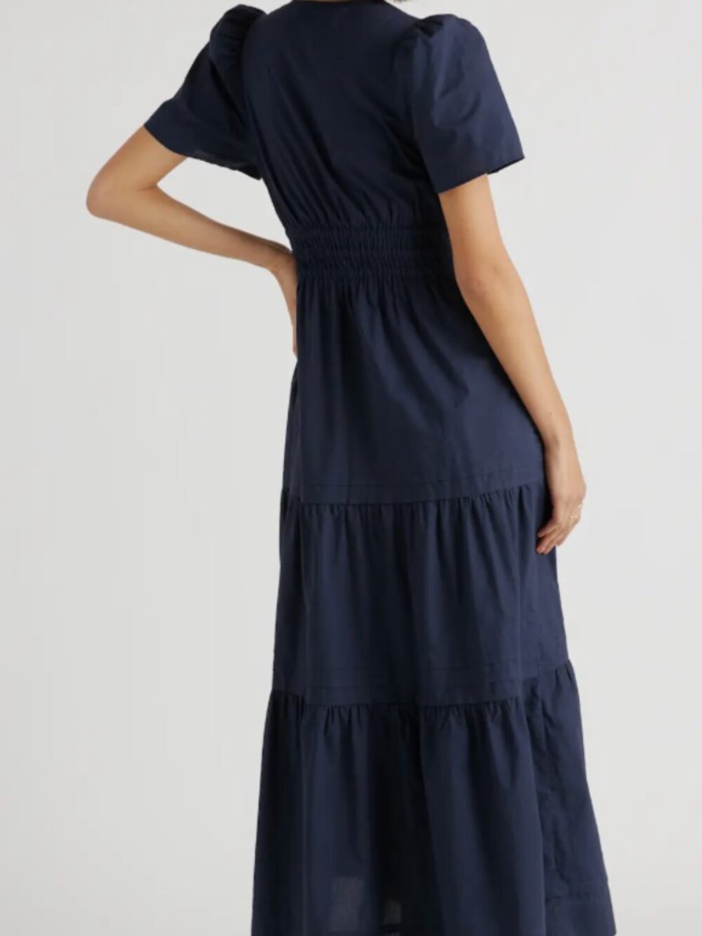 Quince 100% Cotton Tiered Maxi Dress Navy Size XL - Picture 4 of 8